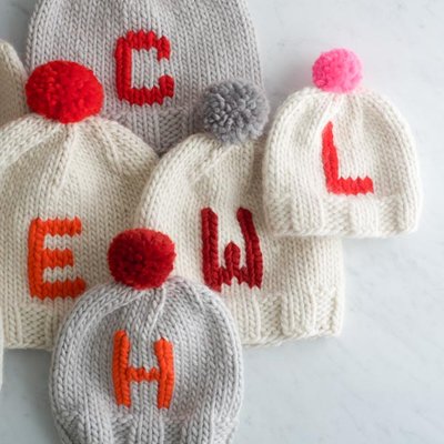 Monogrammed Hats for Everyone: Free Hat Knitting Pattern